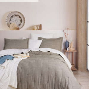 İyi Geceler İstanbul ÇİFT TARAFLI SOFT DREAMS NATURAL ÇİFT KİŞİLİK YORGAN YATAK ÖRTÜ SETİ HAKİ