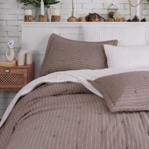İyi Geceler İstanbul Soft Dreams Çift Kişilik Natural Yatak Örtüsü Seti Kahve