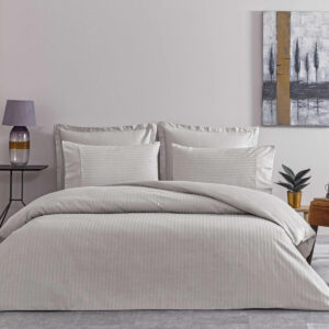 Taç Premium Basic Saten Stripe King Size Nevresim Takımı Gri