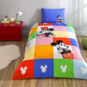 Taç Lisanslı Disney Mnnie & Mickey Tek Kişilik Pamuk Nevresim Takımı